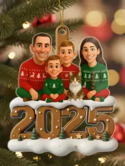 Custom Family Acrylic Christmas Ornament - 2-Side Printed