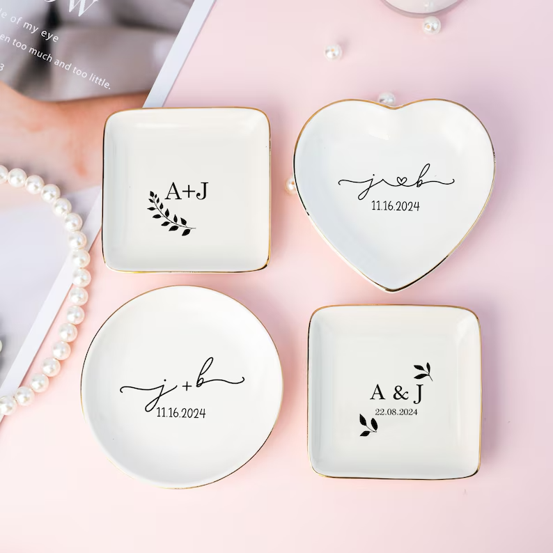 Personalized Initial Ceramic Ring Dish
