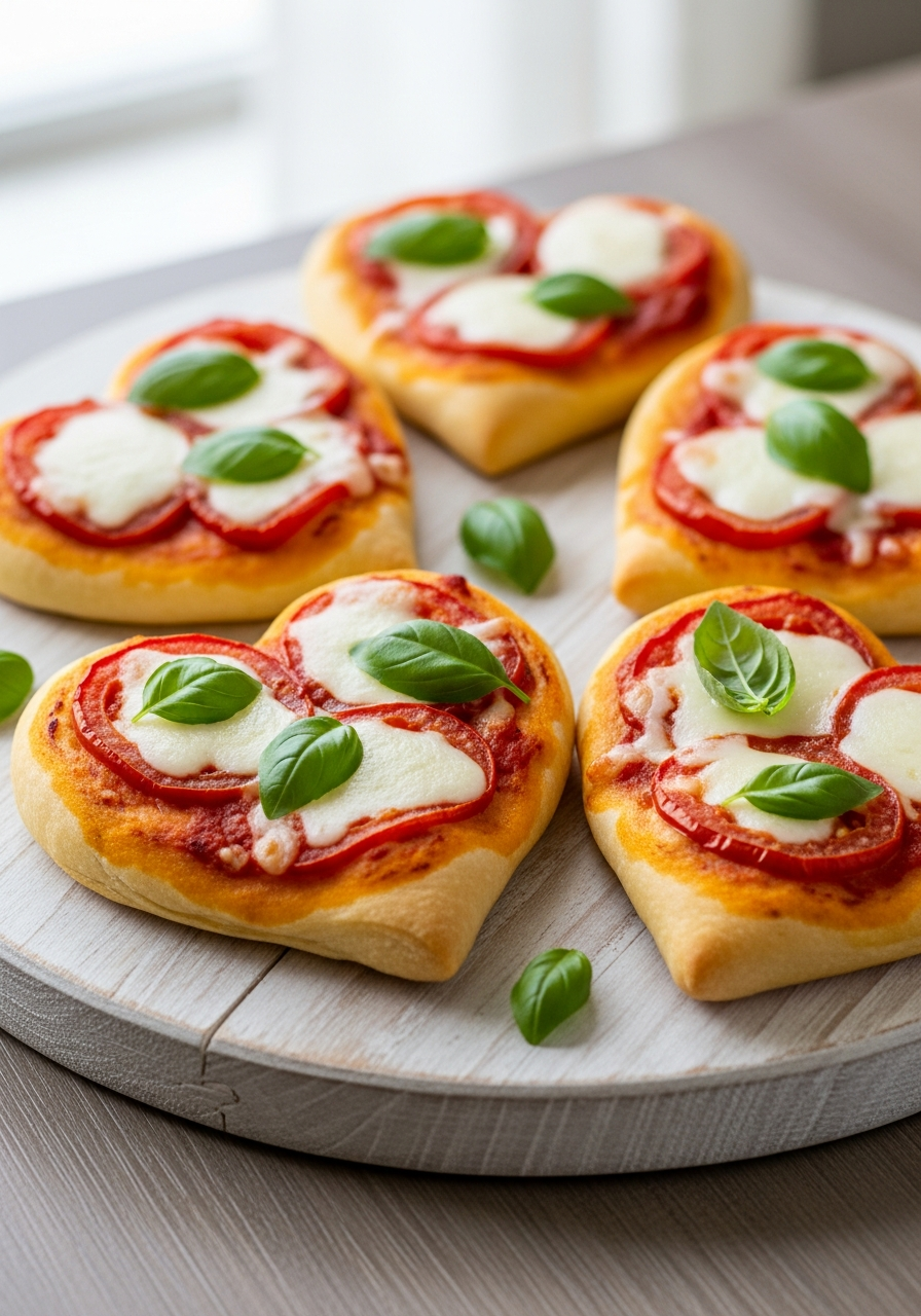 Heart Mini Pizzas - 50 Galentine’s Party Food Ideas