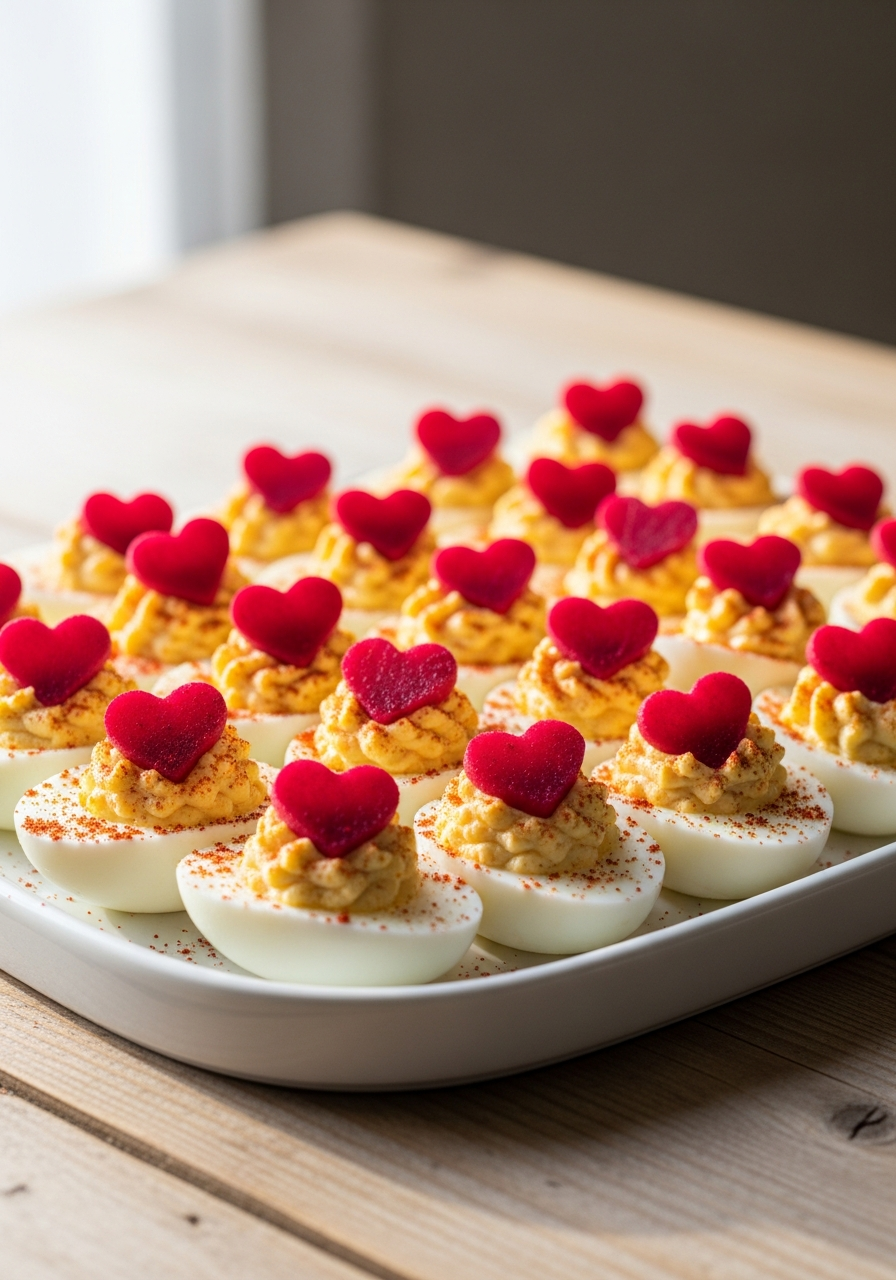 Deviled Eggs with Hearts - 50 Galentine’s Party Food Ideas