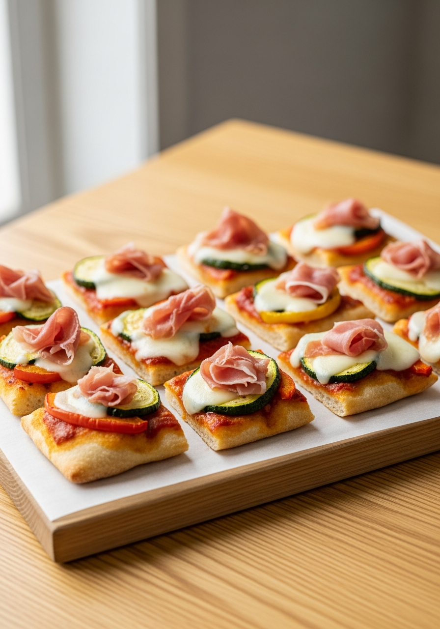 Mini Flatbread Squares - 50 Galentine’s Party Food Ideas