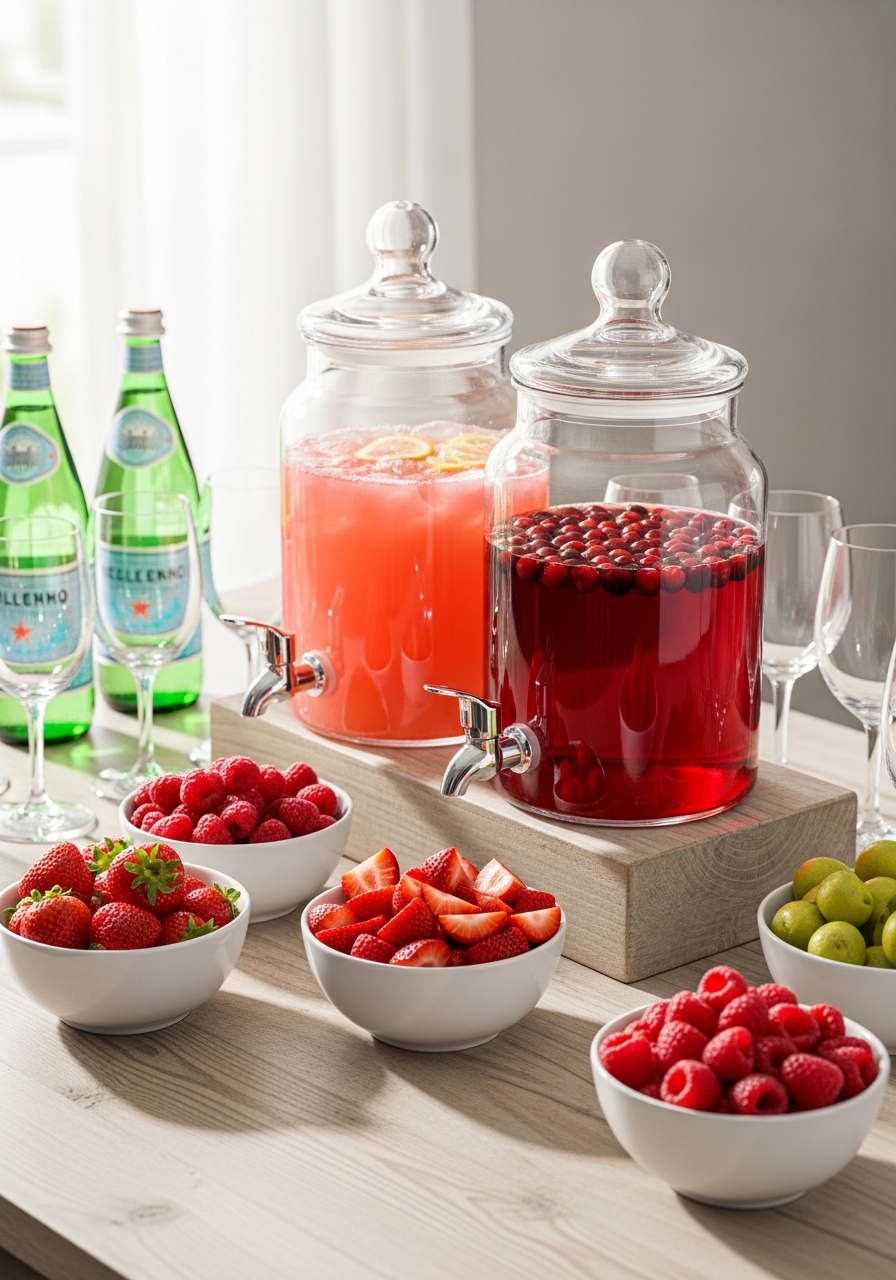 DIY Pink Mocktail Bar - 50 Galentine’s Party Food Ideas