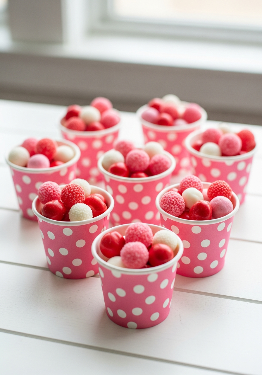 Pink Candy Cups - 50 Galentine’s Party Food Ideas