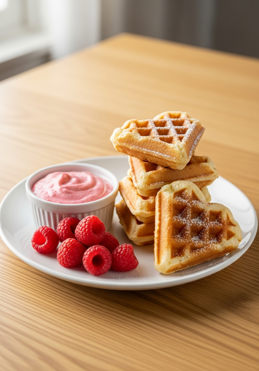 Heart Mini Waffle Bites - 50 Galentine’s Party Food Ideas