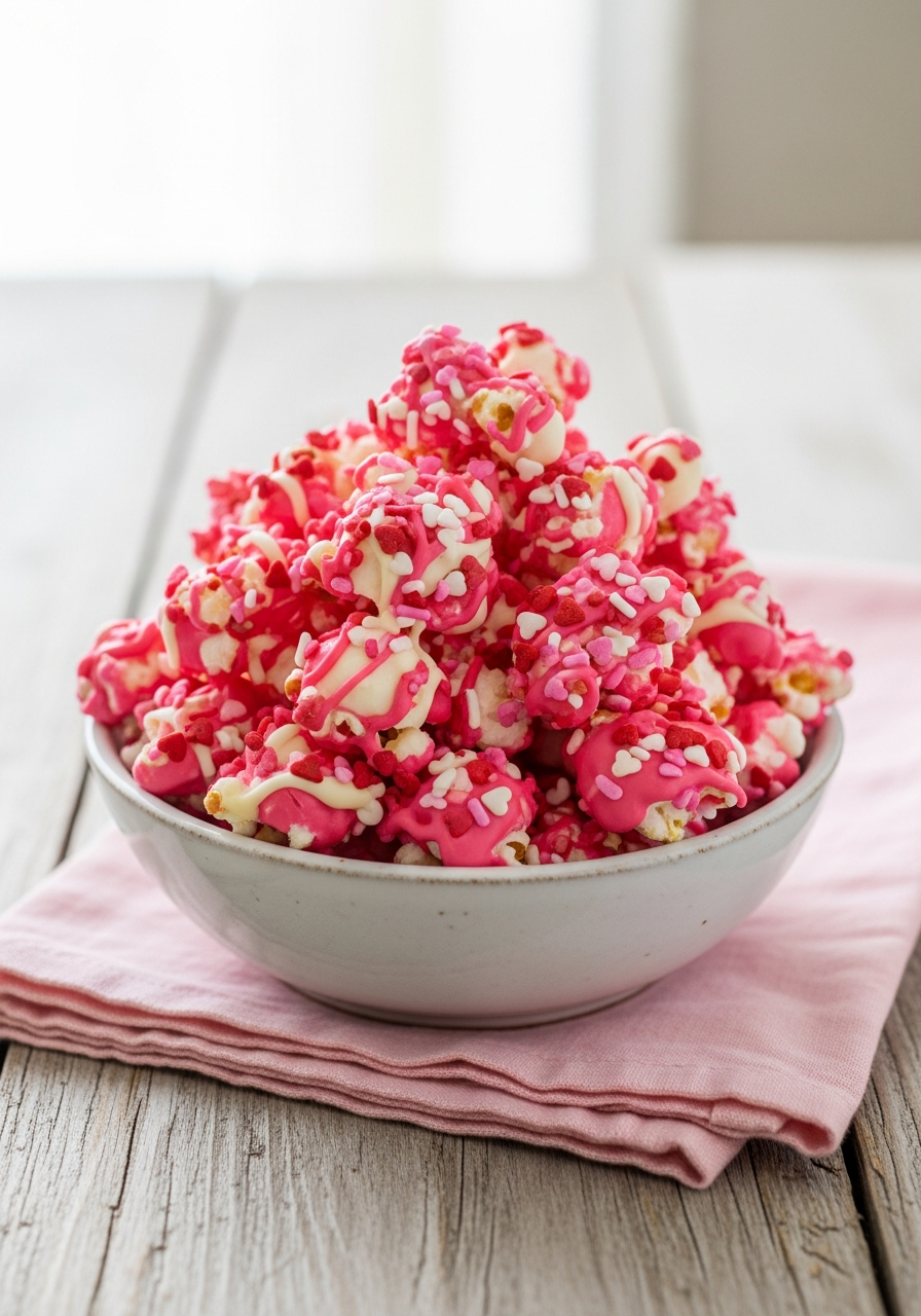 Pink Popcorn Mix - 50 Galentine’s Party Food Ideas