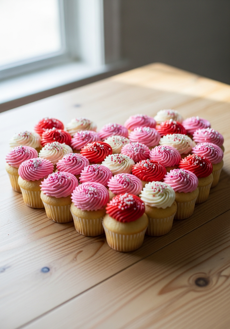 Heart Cupcake Cake - 50 Galentine’s Party Food Ideas