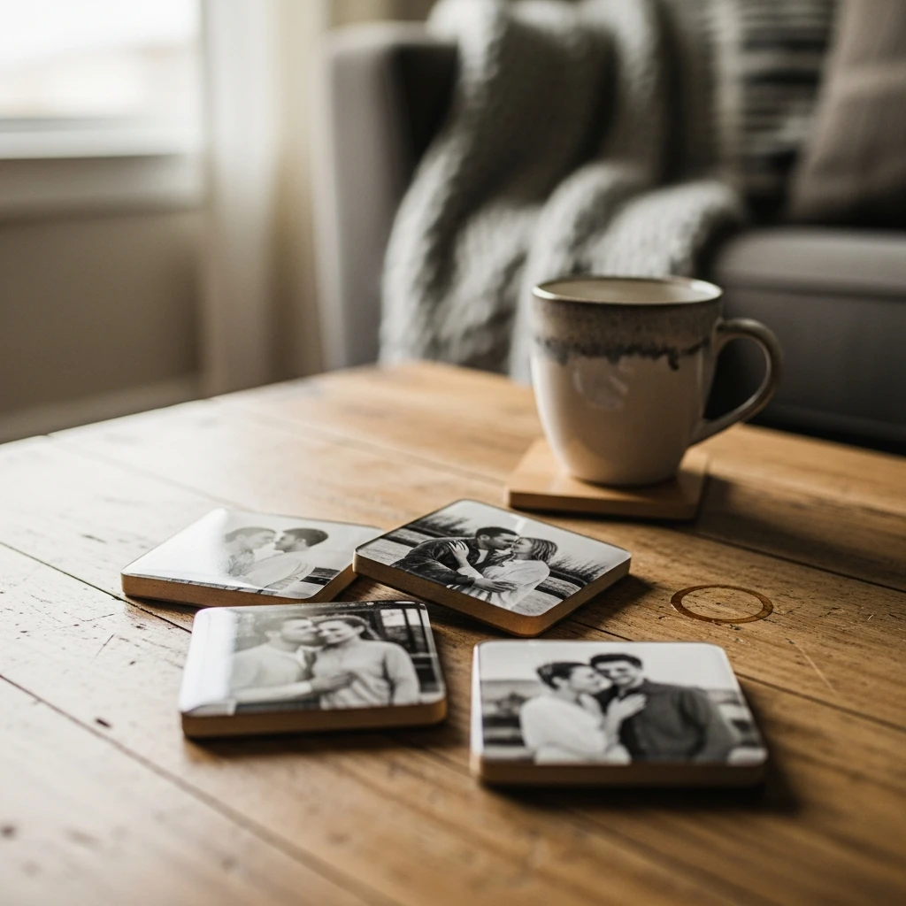 Photo Coasters - 50 Simple, Budget-Friendly Homemade Gifts He'll Love