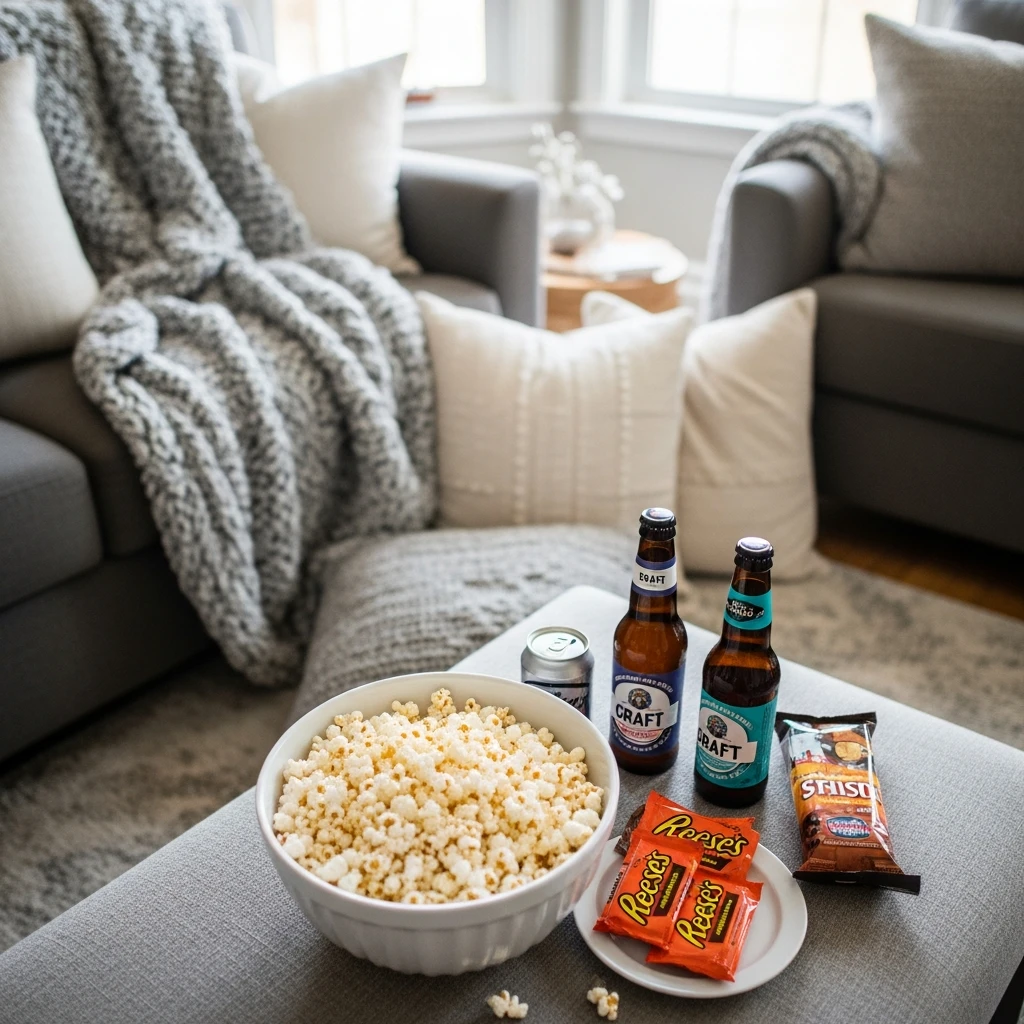 Cozy At-Home Movie Night - 50 Simple and Budget-Friendly Last-Minute Valentine's Day Gifts for Him