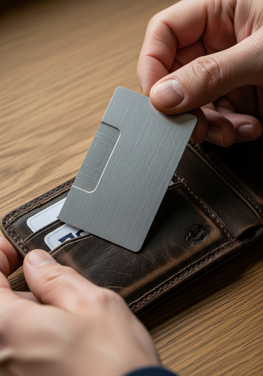 Engraved Wallet Card Insert - 50 Long Distance Gifts for Him