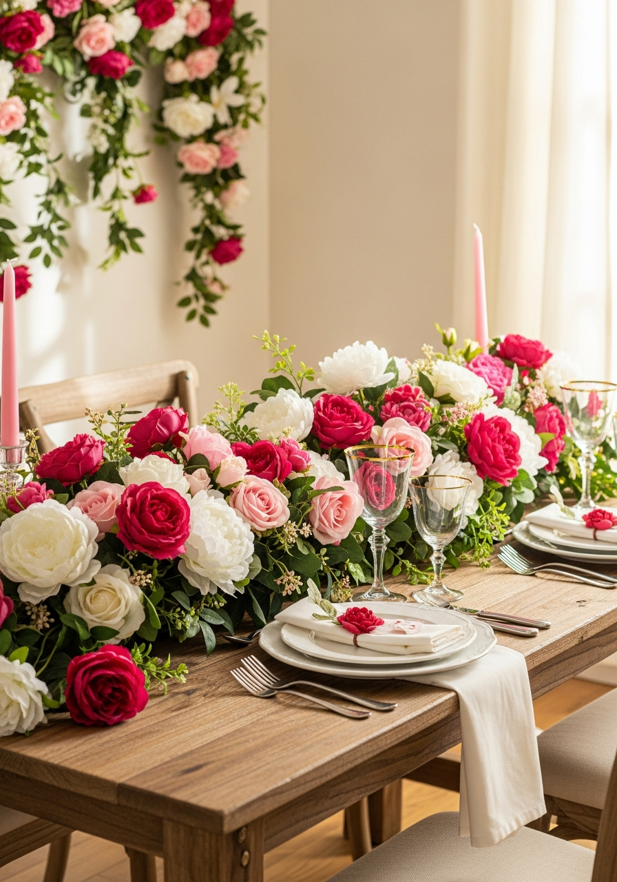 Abundant Flower Decor - 50 Valentine’s Day Party Ideas