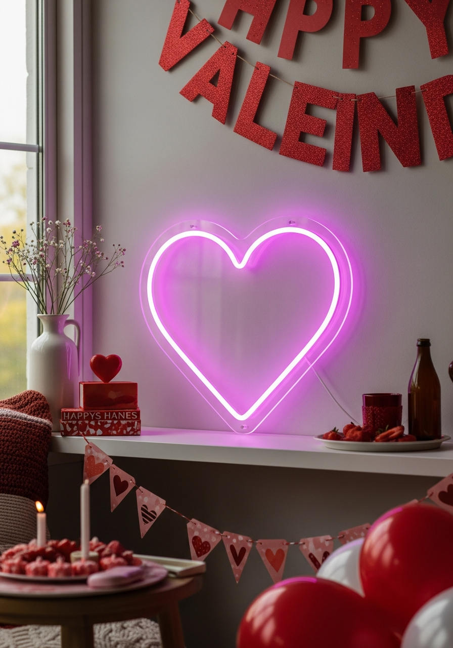 LED Heart Focal Point - 50 Valentine’s Day Party Ideas