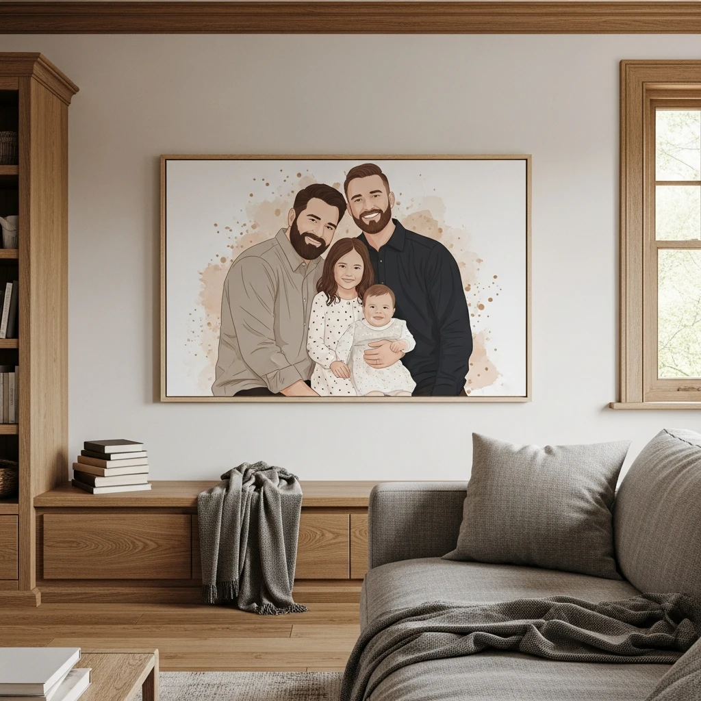 Custom Family Portrait Art - 50 Beautiful & Budget-Friendly Valentine's Day Gifts for Parents