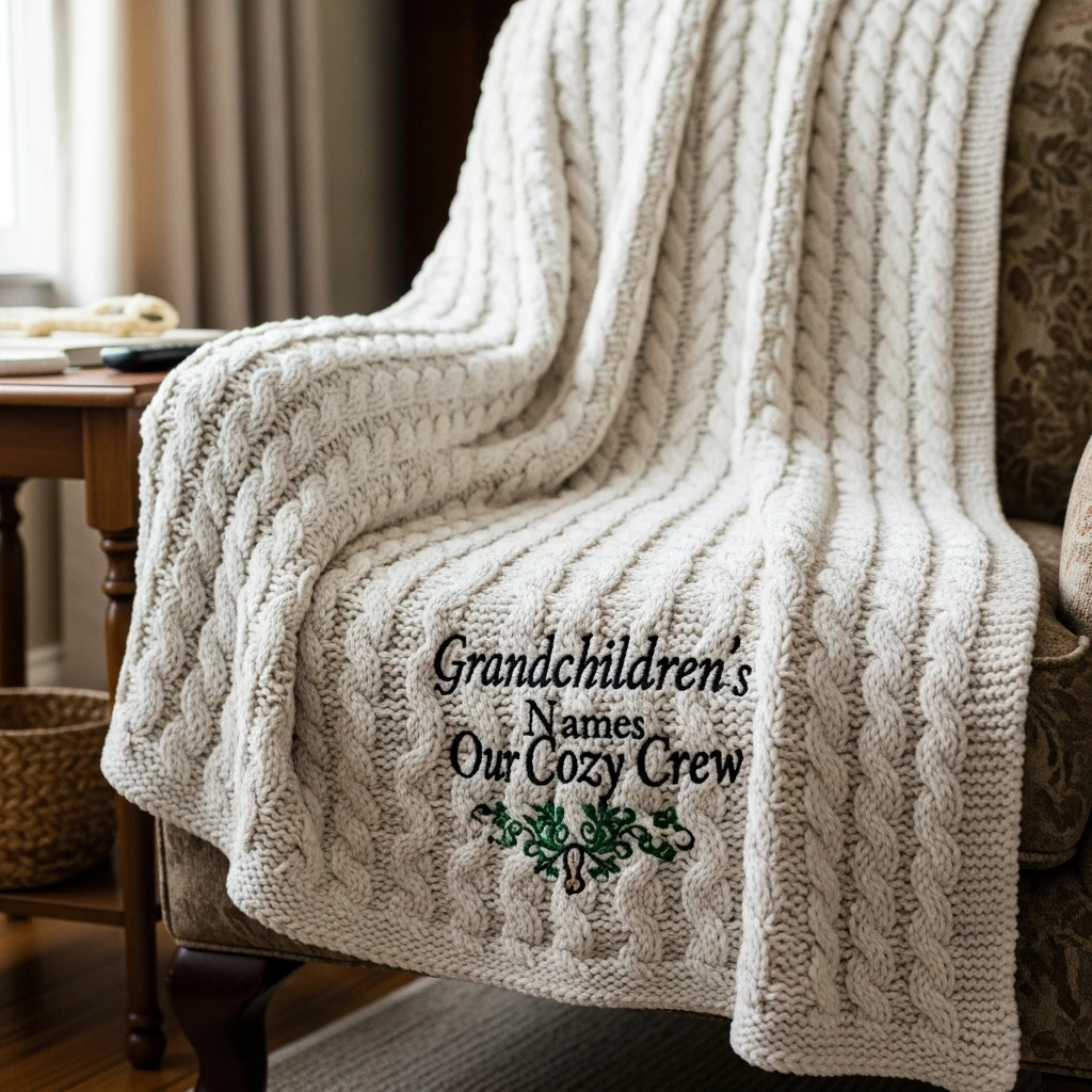 Cozy Embroidered Throw - 50 Beautiful & Cozy Valentine Gifts for Grandparents