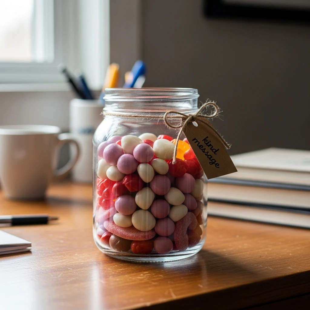 Custom Candy Jar Gift - 50 Budget-Friendly Teacher Valentine Gifts for a Cozy, Beautiful Classroom