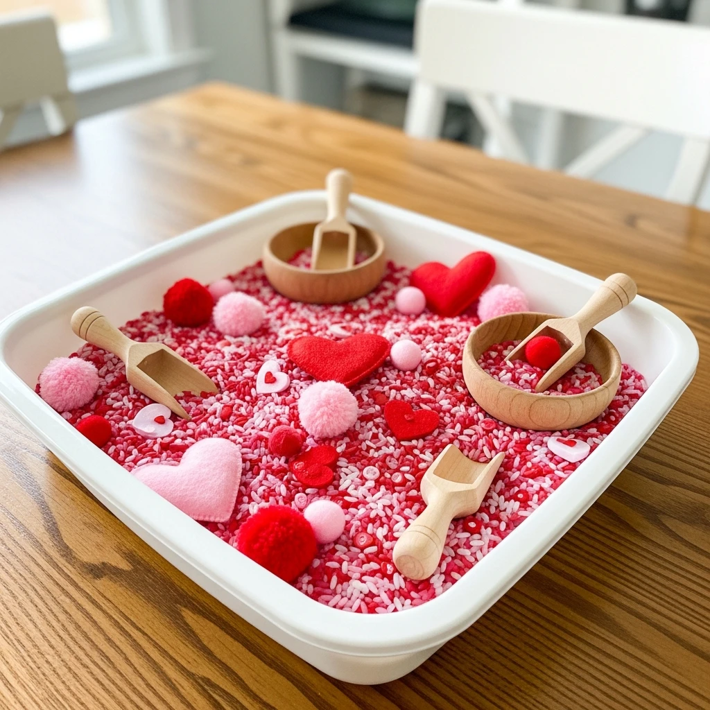 Cozy Valentine Sensory Bin - 50 Cozy & Simple Toddler Valentine's Day Gifts That Are Totally Budget-Friendly
