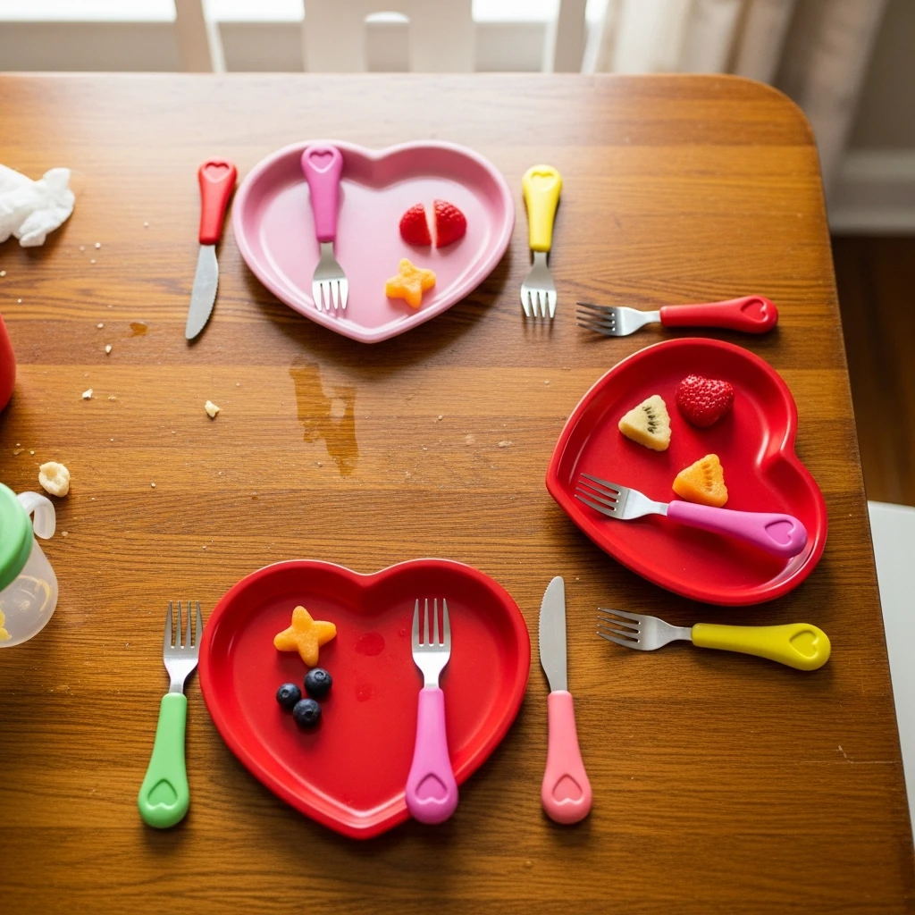 Heart Plates and Forks - 50 Cozy & Simple Toddler Valentine's Day Gifts That Are Totally Budget-Friendly