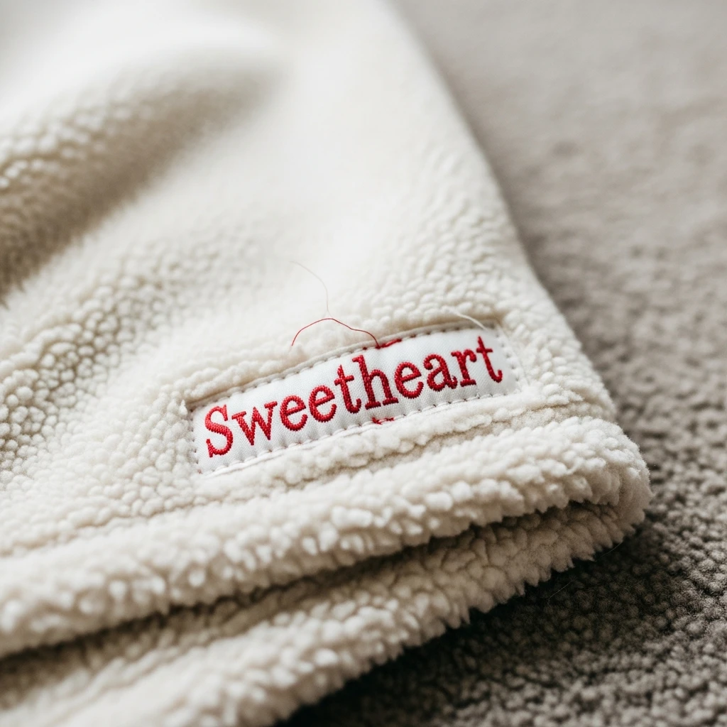 Blanket Name Tag Detail - 50 Cozy & Simple Toddler Valentine's Day Gifts That Are Totally Budget-Friendly