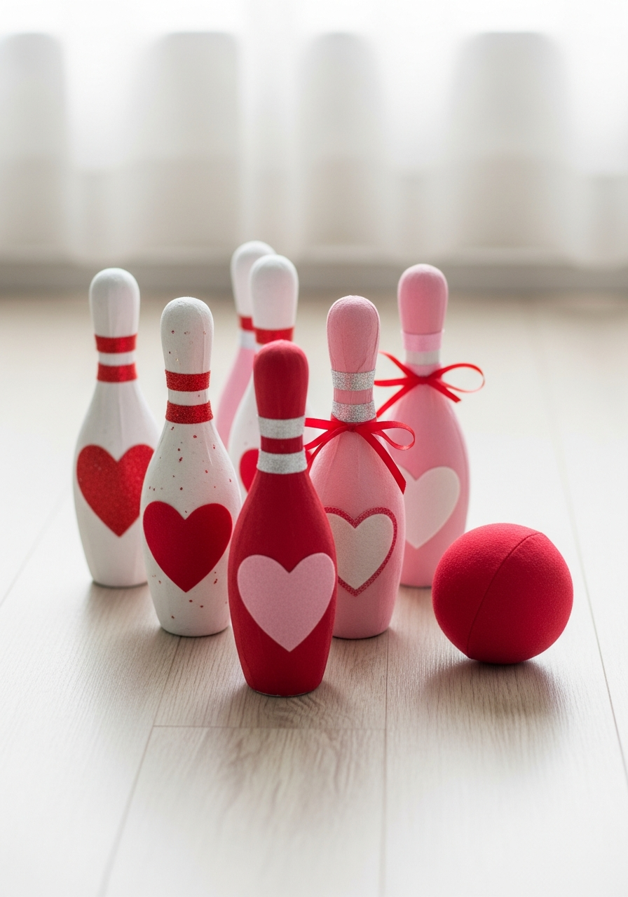 Valentine Bowling Pins - 50 Valentines Party Ideas for Kids That Are Super Fun