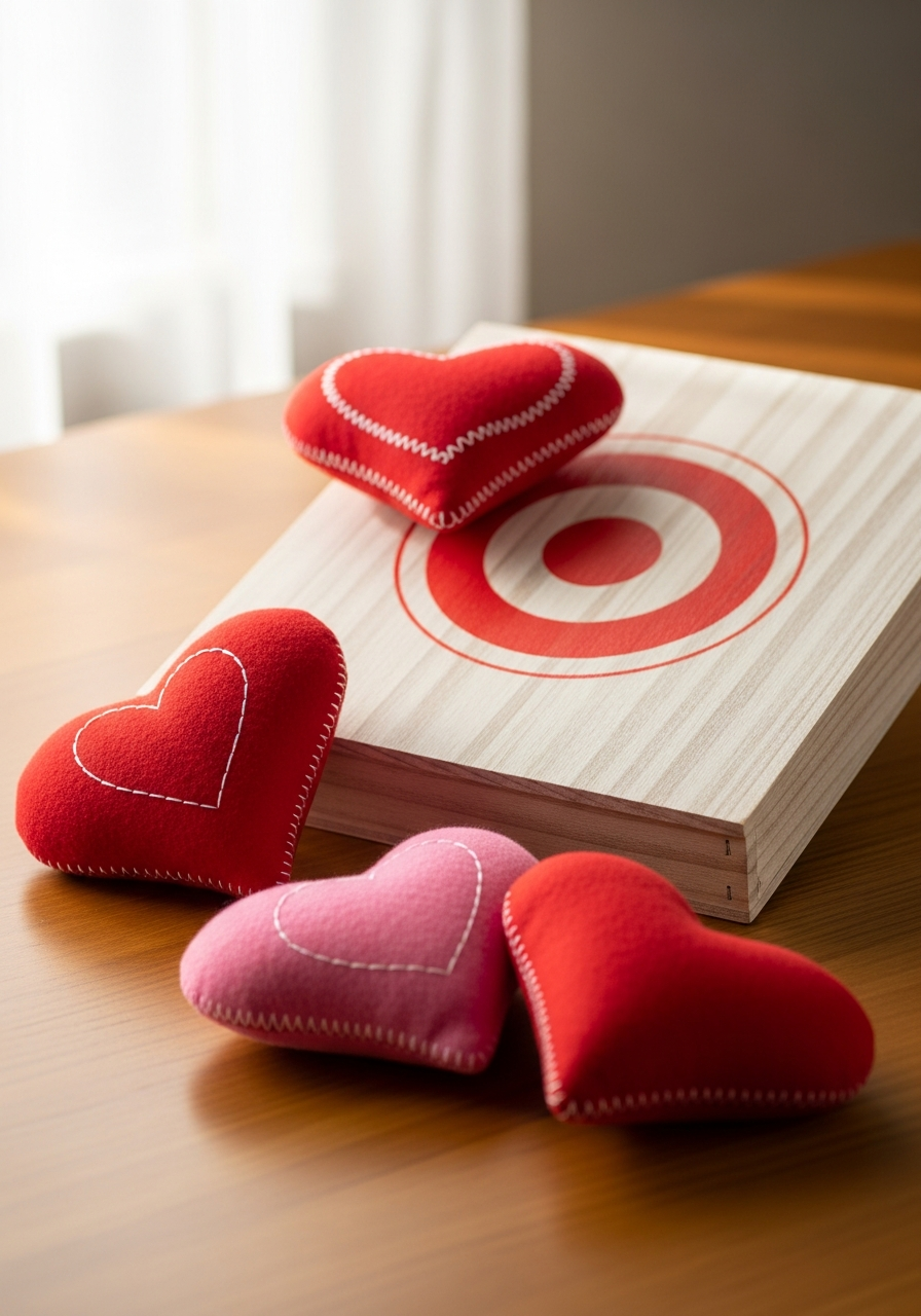 Heart Bean Bag Toss - 50 Valentines Party Ideas for Kids That Are Super Fun