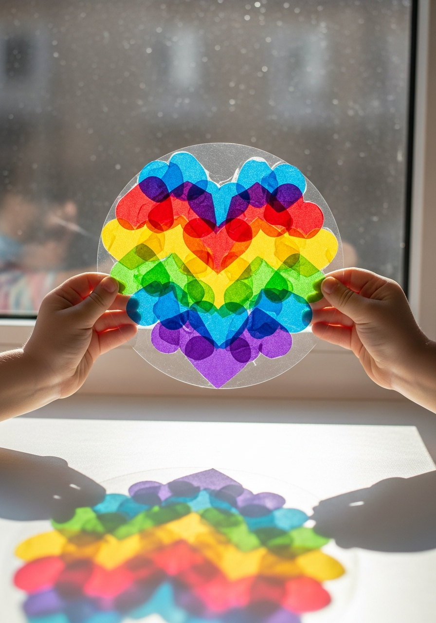 Heart Suncatcher Craft - 50 Valentines Party Ideas for Kids That Are Super Fun