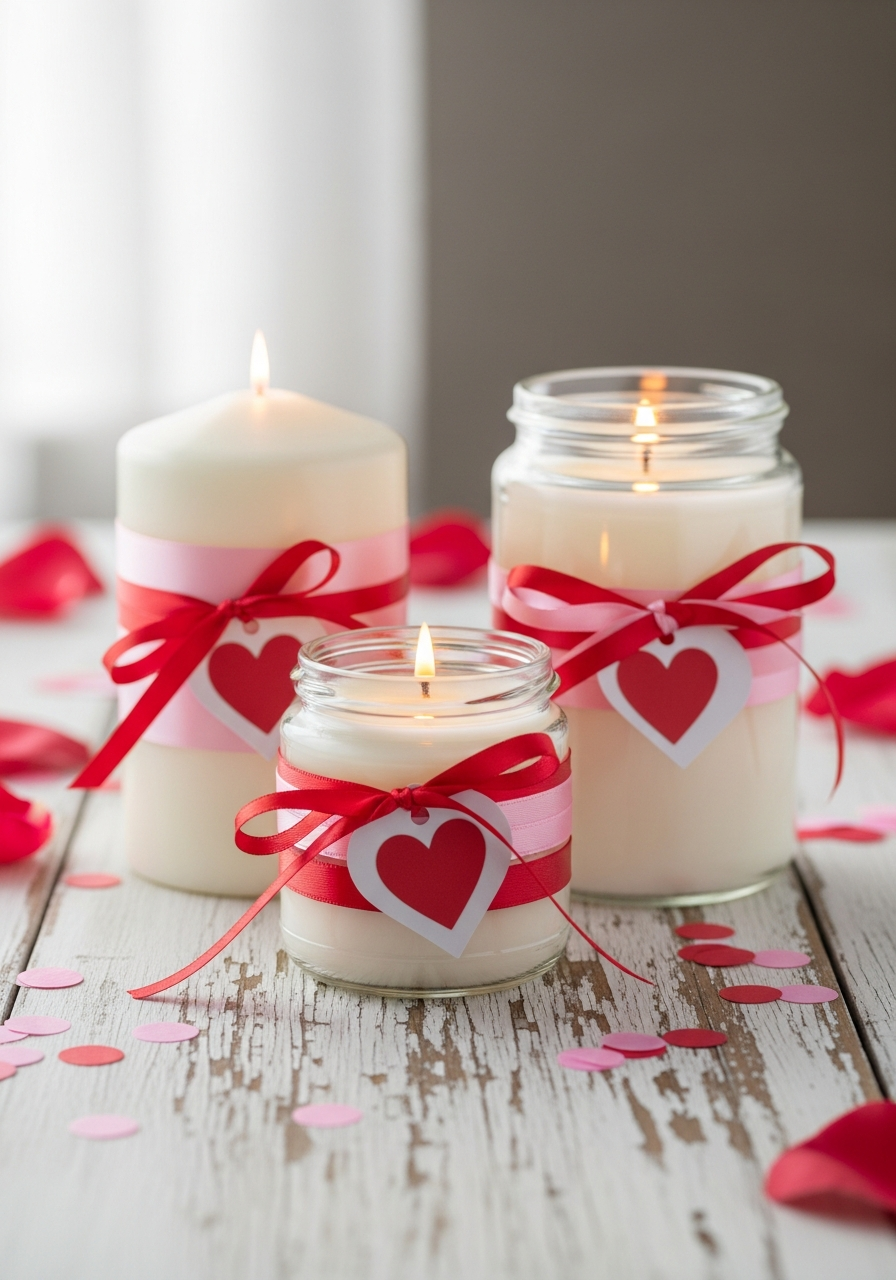 Heart Labeled Candles - 50 Galentines Party Decorations DIY Ideas Your Besties Will Love