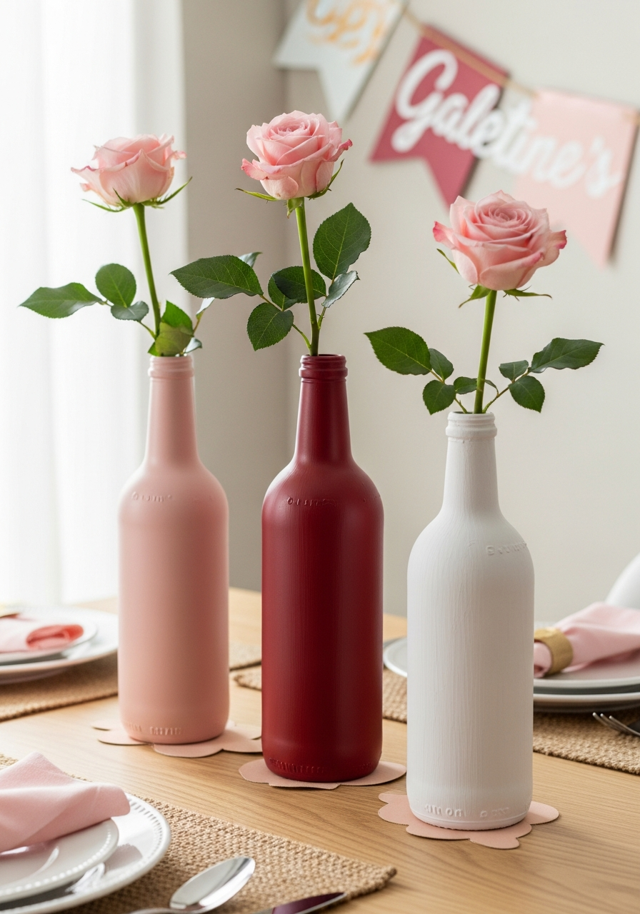 Painted Bottle Vases - 50 Galentines Party Decorations DIY Ideas Your Besties Will Love
