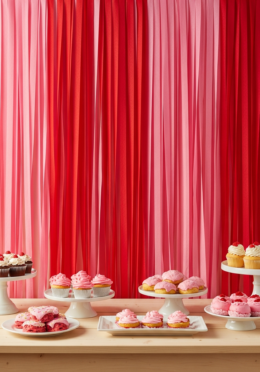 Streamer Dessert Backdrop - 50 Galentines Party Decorations DIY Ideas Your Besties Will Love