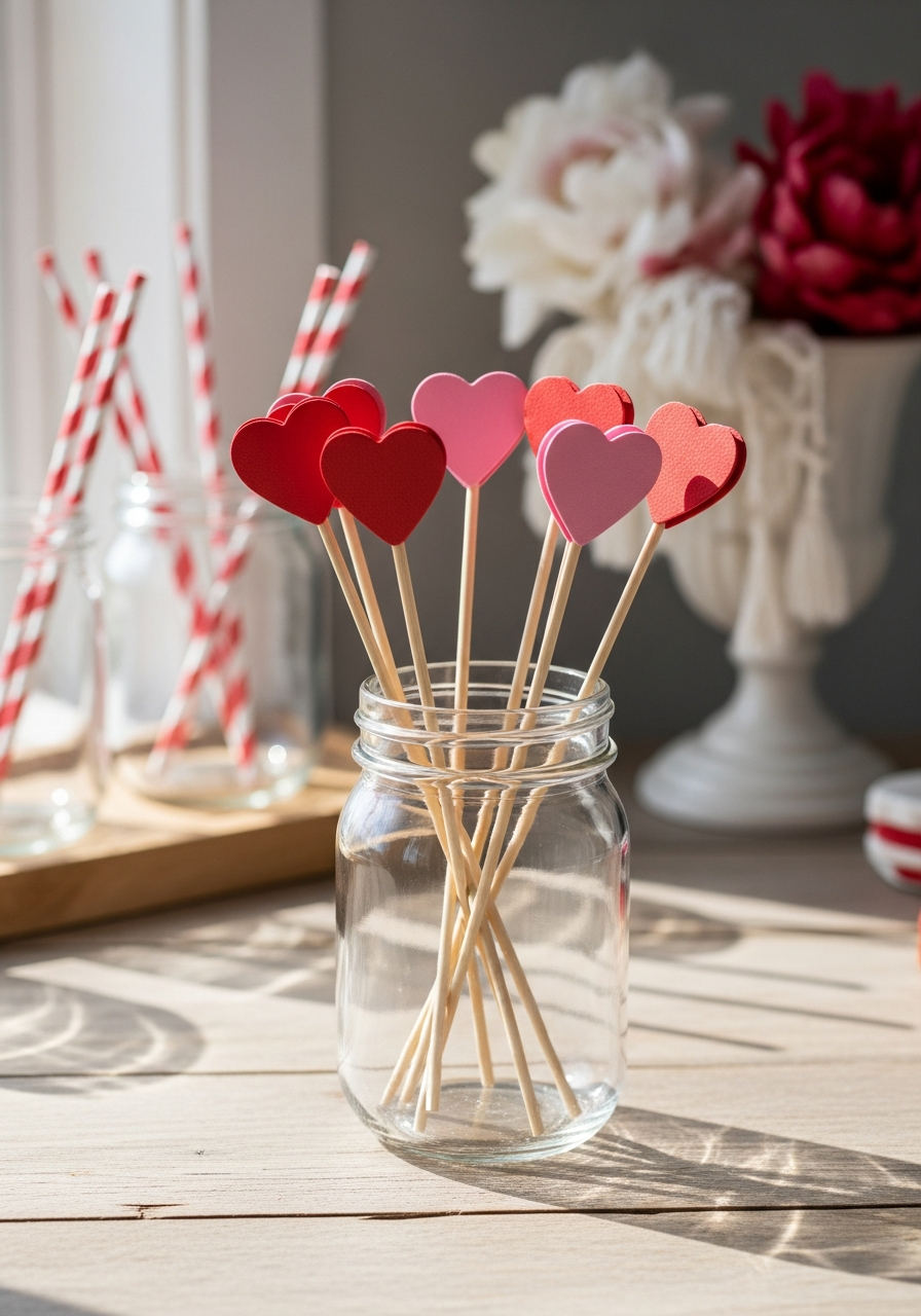 Heart Drink Stirrers - 50 Galentines Party Decorations DIY Ideas Your Besties Will Love