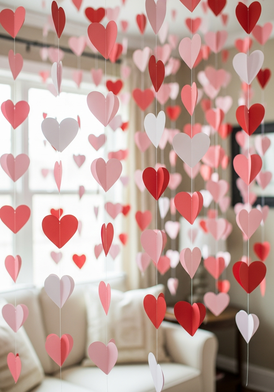 Ceiling Heart Mobiles - 50 Galentines Party Decorations DIY Ideas Your Besties Will Love