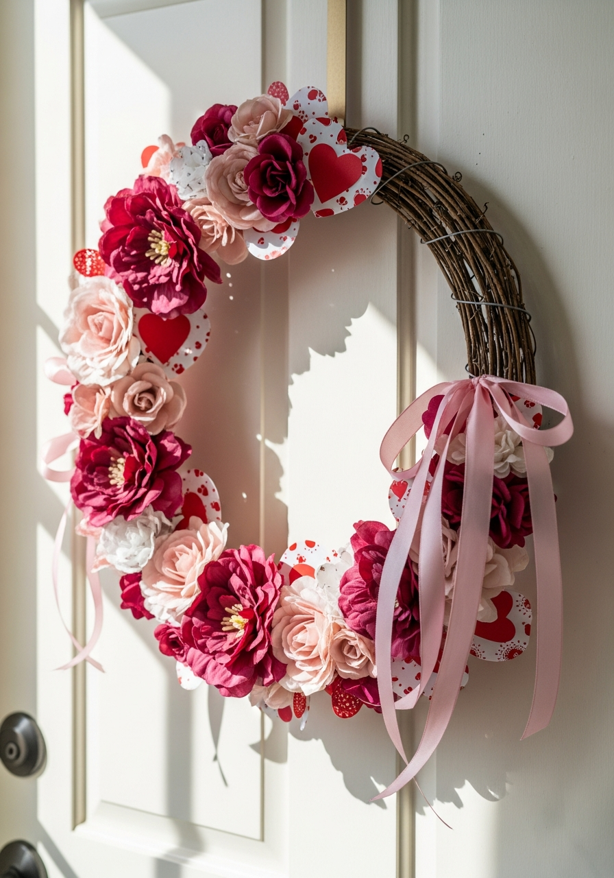 Handmade Entry Wreath - 50 Galentines Party Decorations DIY Ideas Your Besties Will Love