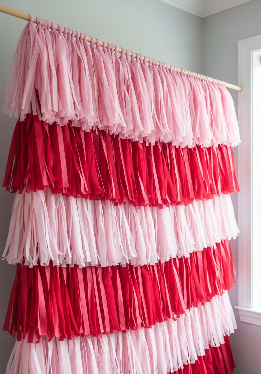 Tissue Fringe Curtain - 50 Galentines Party Decorations DIY Ideas Your Besties Will Love