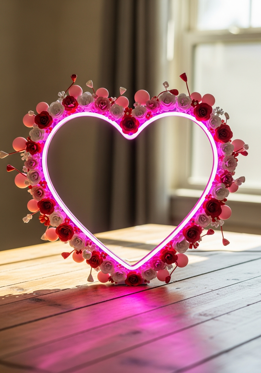 LED Heart Sign - 50 Galentines Party Decorations DIY Ideas Your Besties Will Love