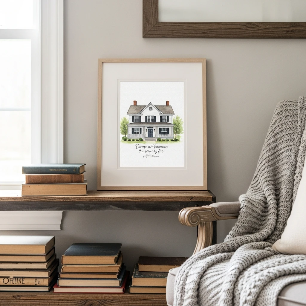 Home Portrait Painting - 50 Beautiful Paper Anniversary Gift Ideas For Him (Budget-Friendly)