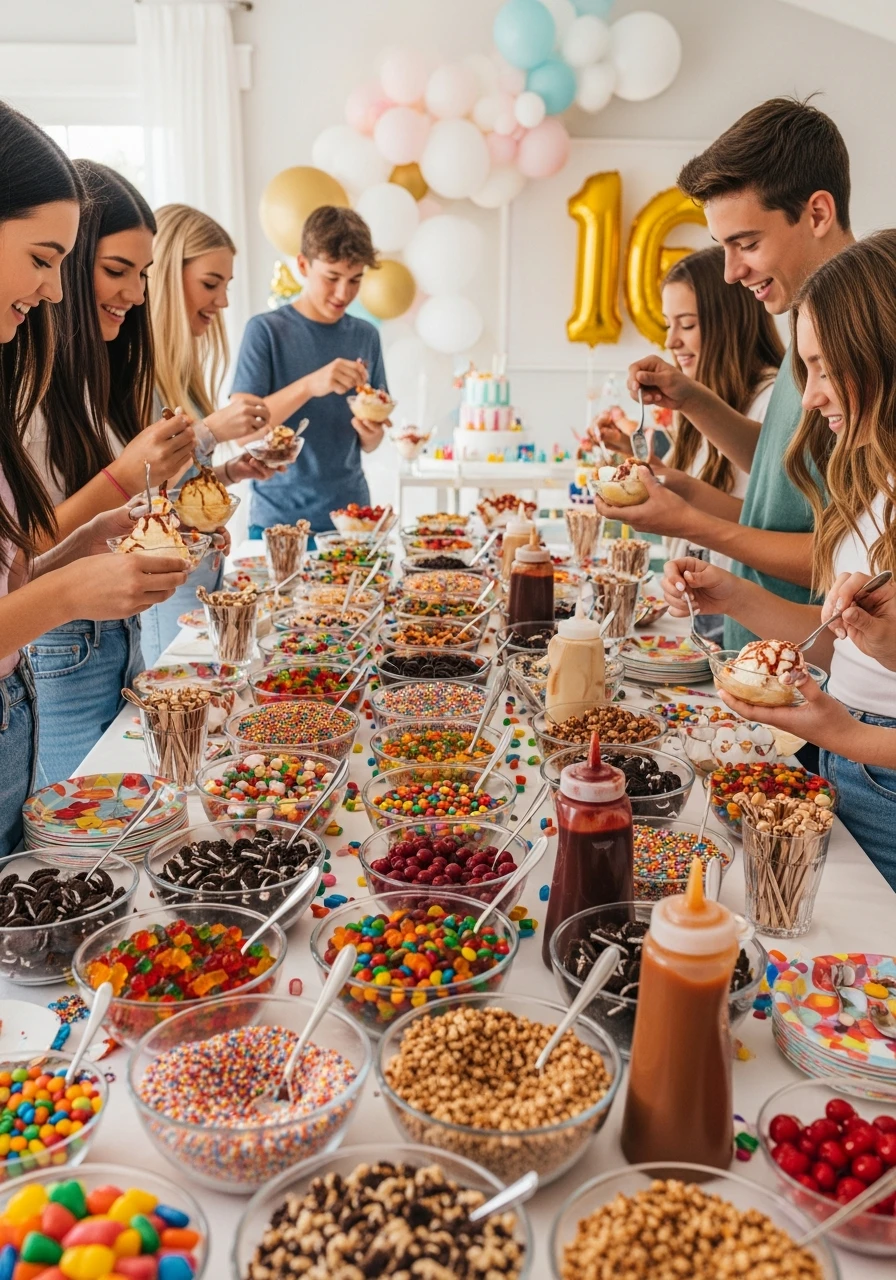 Build-Your-Own Sundae Bar - 50 Best 16th Birthday Party Ideas for an Epic Sweet Sixteen