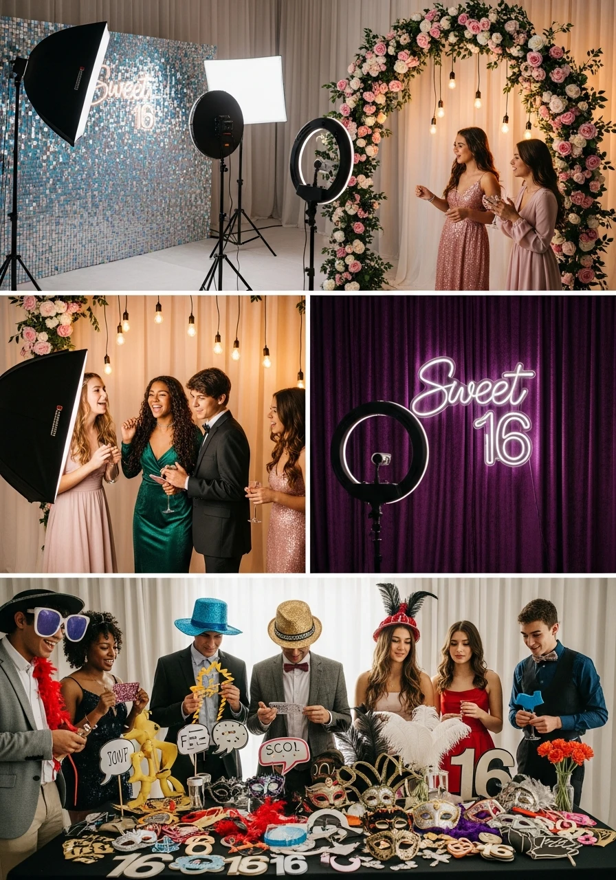 Photo Booth Extravaganza - 50 Best 16th Birthday Party Ideas for an Epic Sweet Sixteen