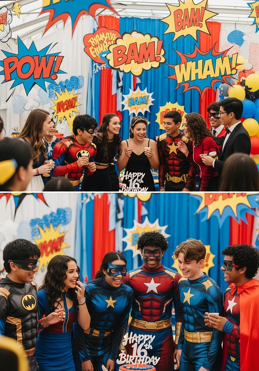 Superhero Comic Night - 50 Best 16th Birthday Party Ideas for an Epic Sweet Sixteen
