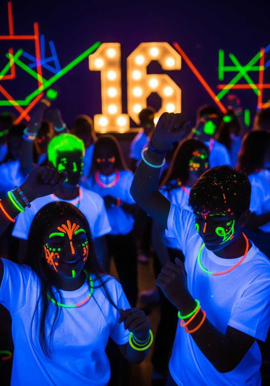 Neon Glow-Up Dance Party - 50 Best 16th Birthday Party Ideas for an Epic Sweet Sixteen