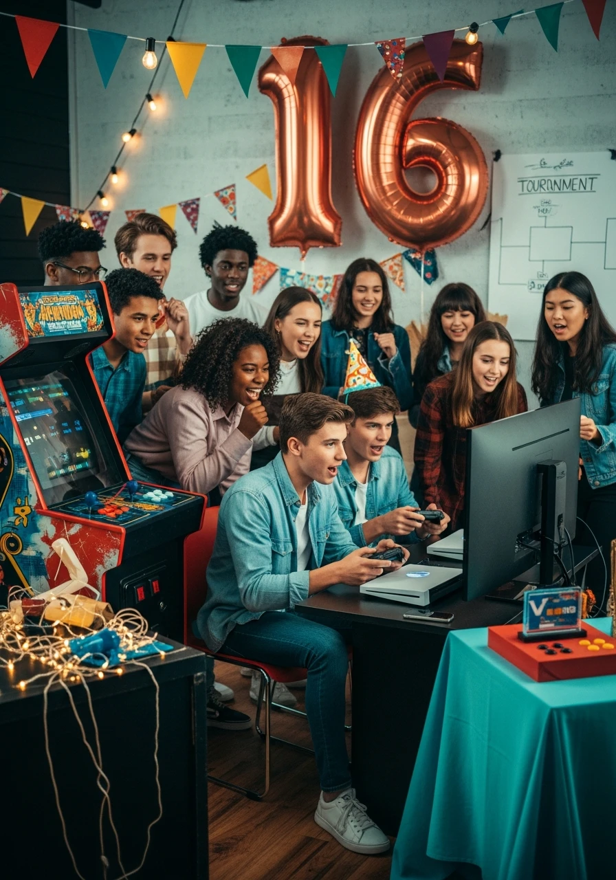 Arcade Game Tournament - 50 Best 16th Birthday Party Ideas for an Epic Sweet Sixteen