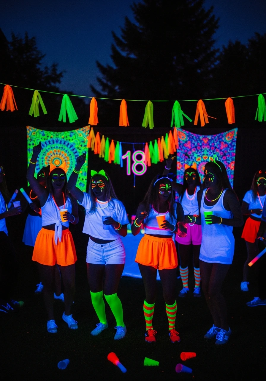 Neon Blacklight Rave - 50 Epic 18th Birthday Party Ideas You Need