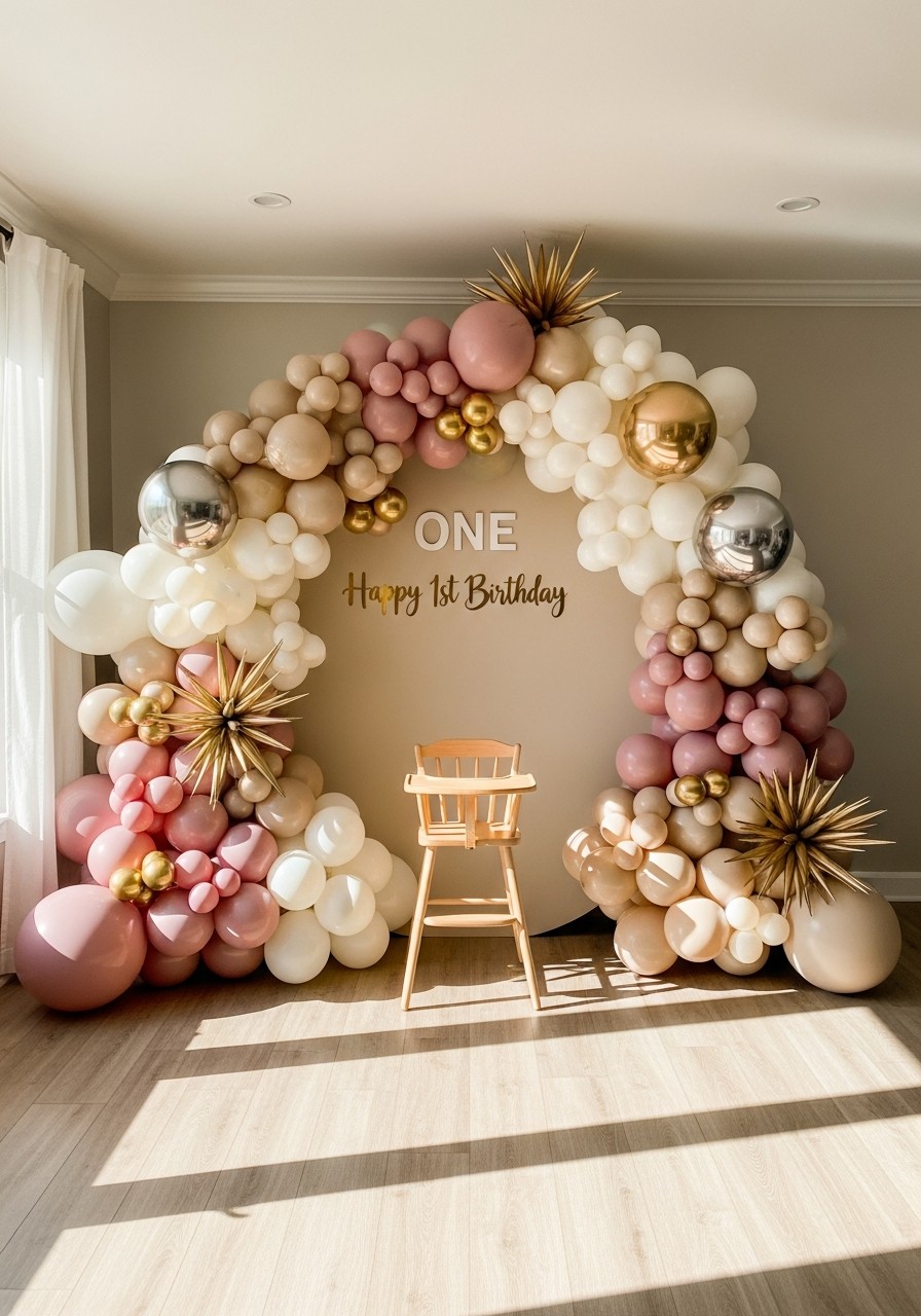 Balloon Wall Photo Spot - 50 Best 1st Birthday Party Ideas for Your Little One