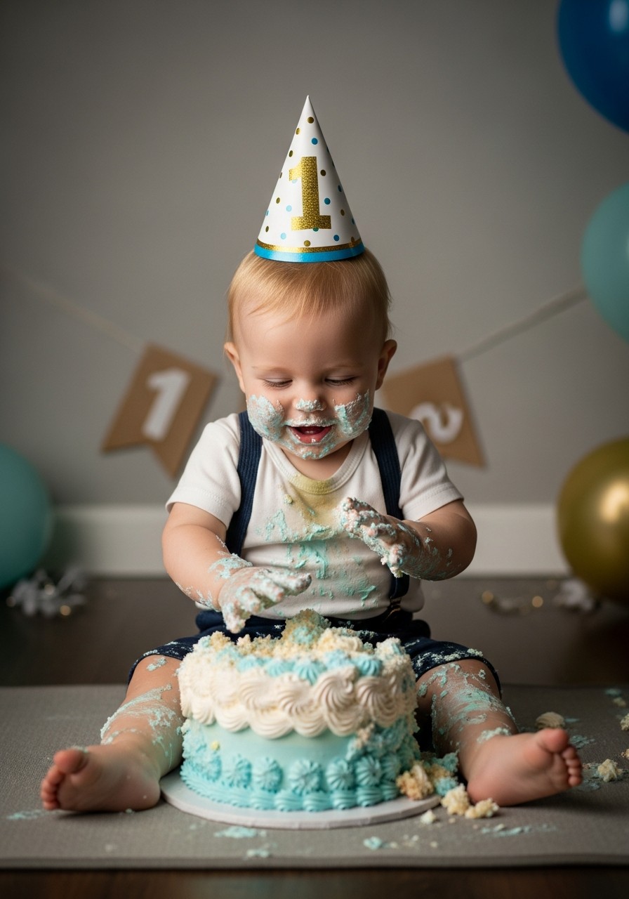 Smash Cake Photo Op - 50 Best 1st Birthday Party Ideas for Your Little One