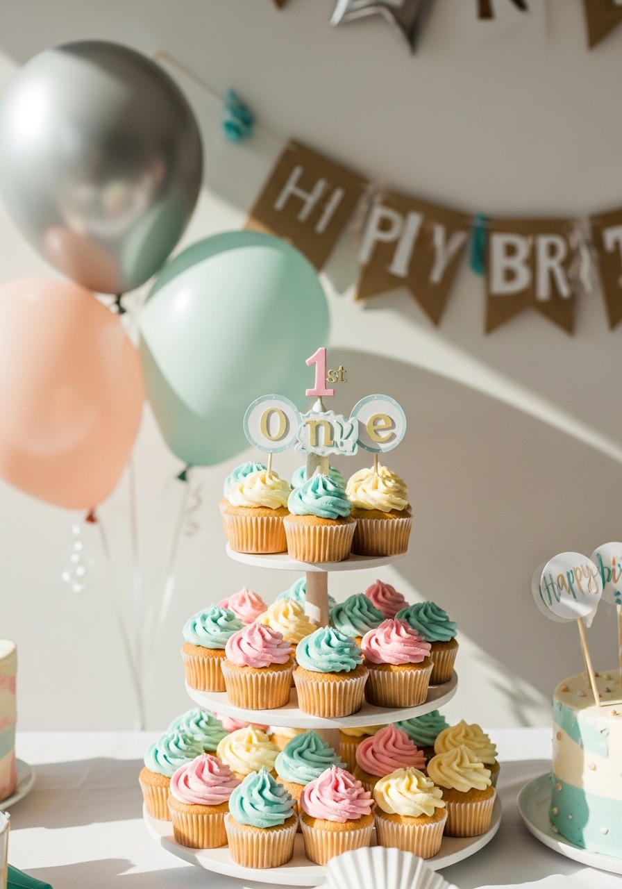 Mini Cupcake Display - 50 Best 1st Birthday Party Ideas for Your Little One
