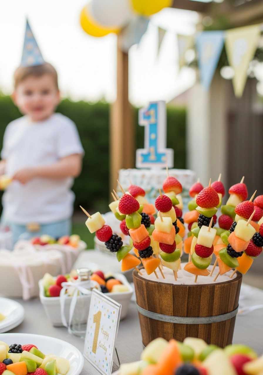 Colorful Fruit Skewers - 50 Best 1st Birthday Party Ideas for Your Little One