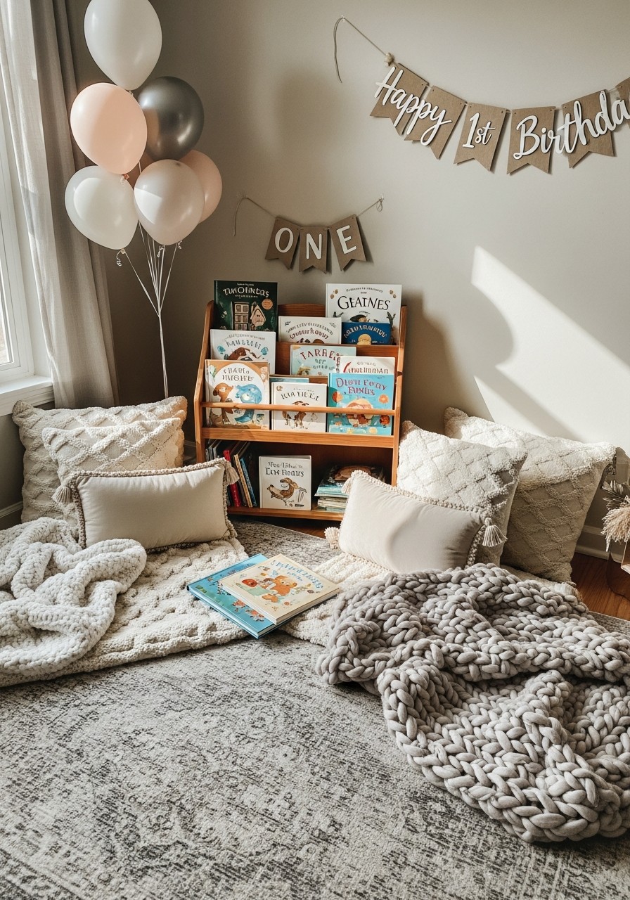 Quiet Storytime Corner - 50 Best 1st Birthday Party Ideas for Your Little One