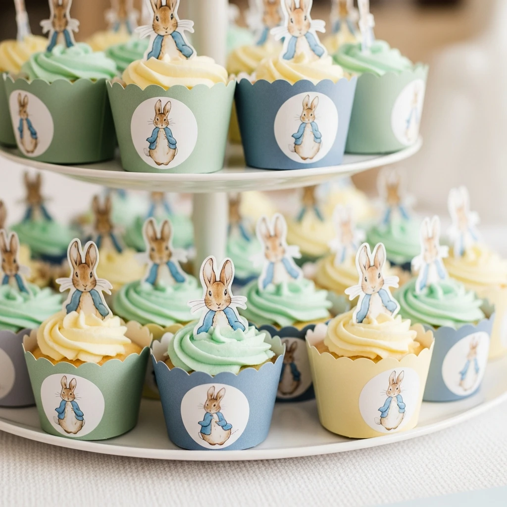 Themed Cupcake Wrappers - 50 Peter Rabbit Baby Shower Ideas: The Ultimate Storybook Guide