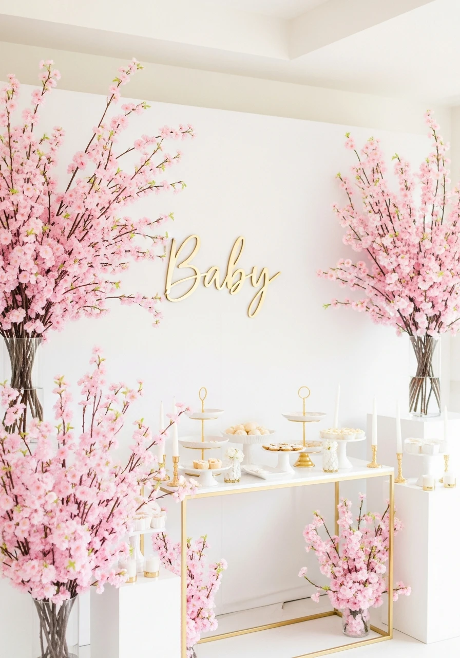 Elegant Cherry Blossoms - 50 Spring Baby Shower Themes