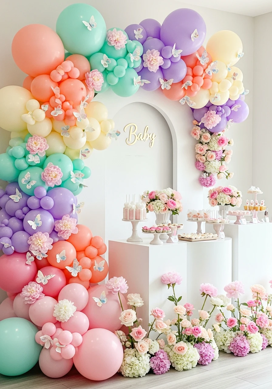 Soft Pastel Butterflies - 50 Spring Baby Shower Themes