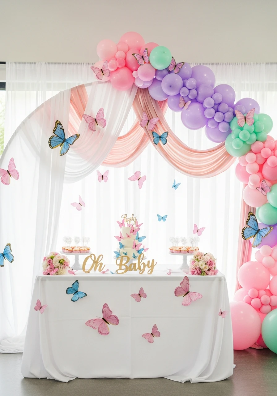 Dreamy Butterfly Setup - 50 Spring Baby Shower Themes