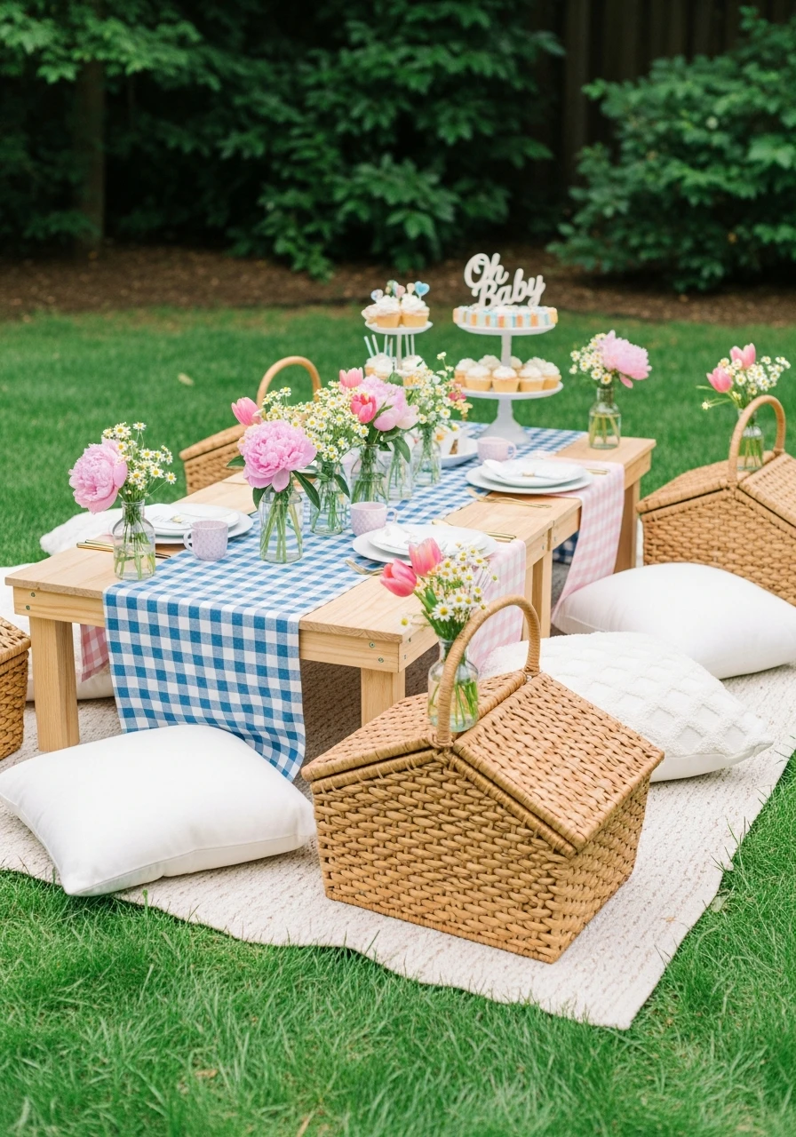 Casual Picnic Setup - 50 Spring Baby Shower Themes