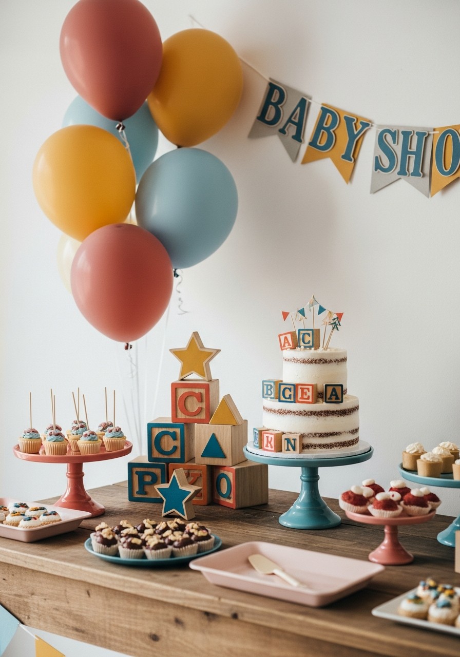 Vintage Toy Blocks - 50 Unisex Baby Shower Themes